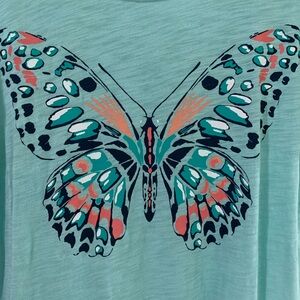Butterfly Print Women's Top - Teal